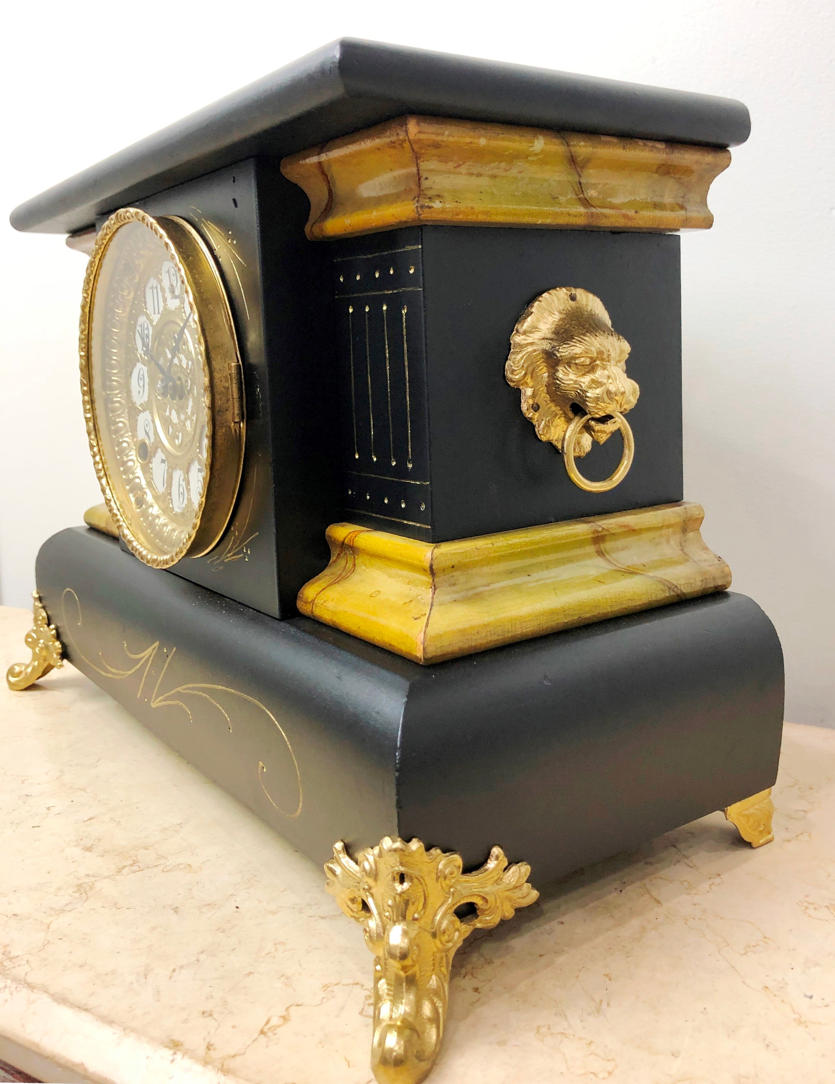 Antique Gilbert Hammer on Bell & Coil Chime Mantel Clock | eXibit collection