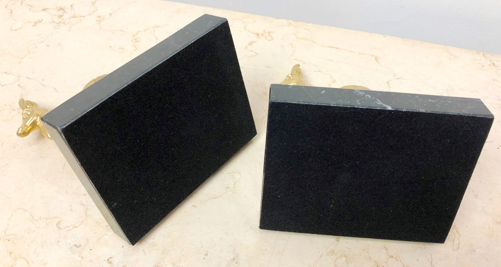 Vintage Art Deco Marble Spelter Antelope Bookends | Adelaide Clocks