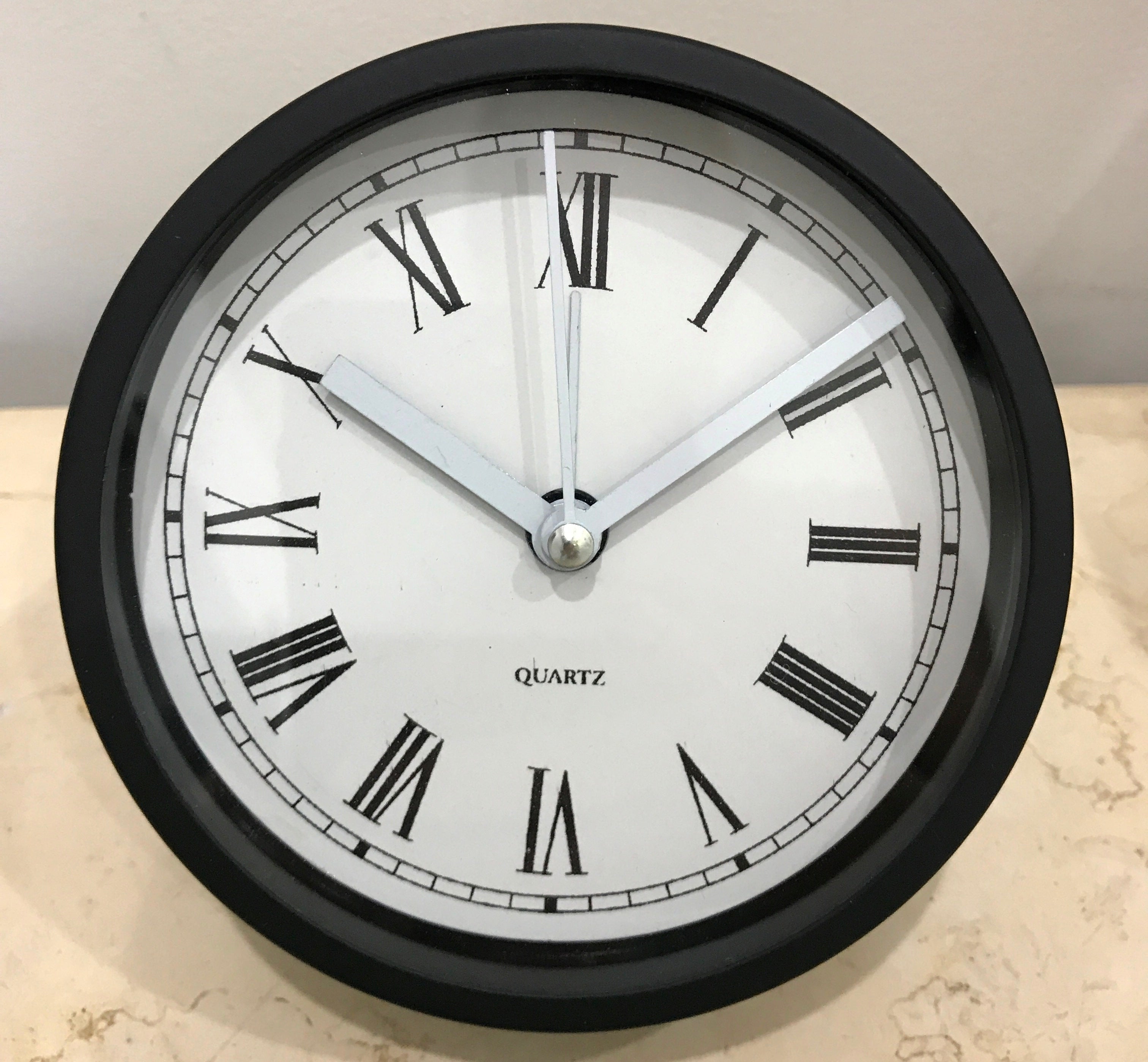 Modern Round Quartz Desk Clock with Alarm | Adelaide Clocks