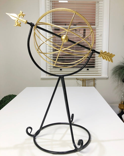 Vintage Cast Iron Astrolabe Globe Armillary Sphere with Arrow | Adelaide Clocks