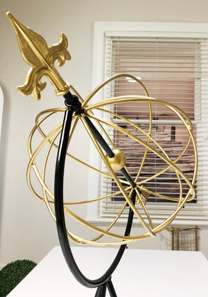 Vintage Cast Iron Astrolabe Globe Armillary Sphere with Arrow | eXibit collection