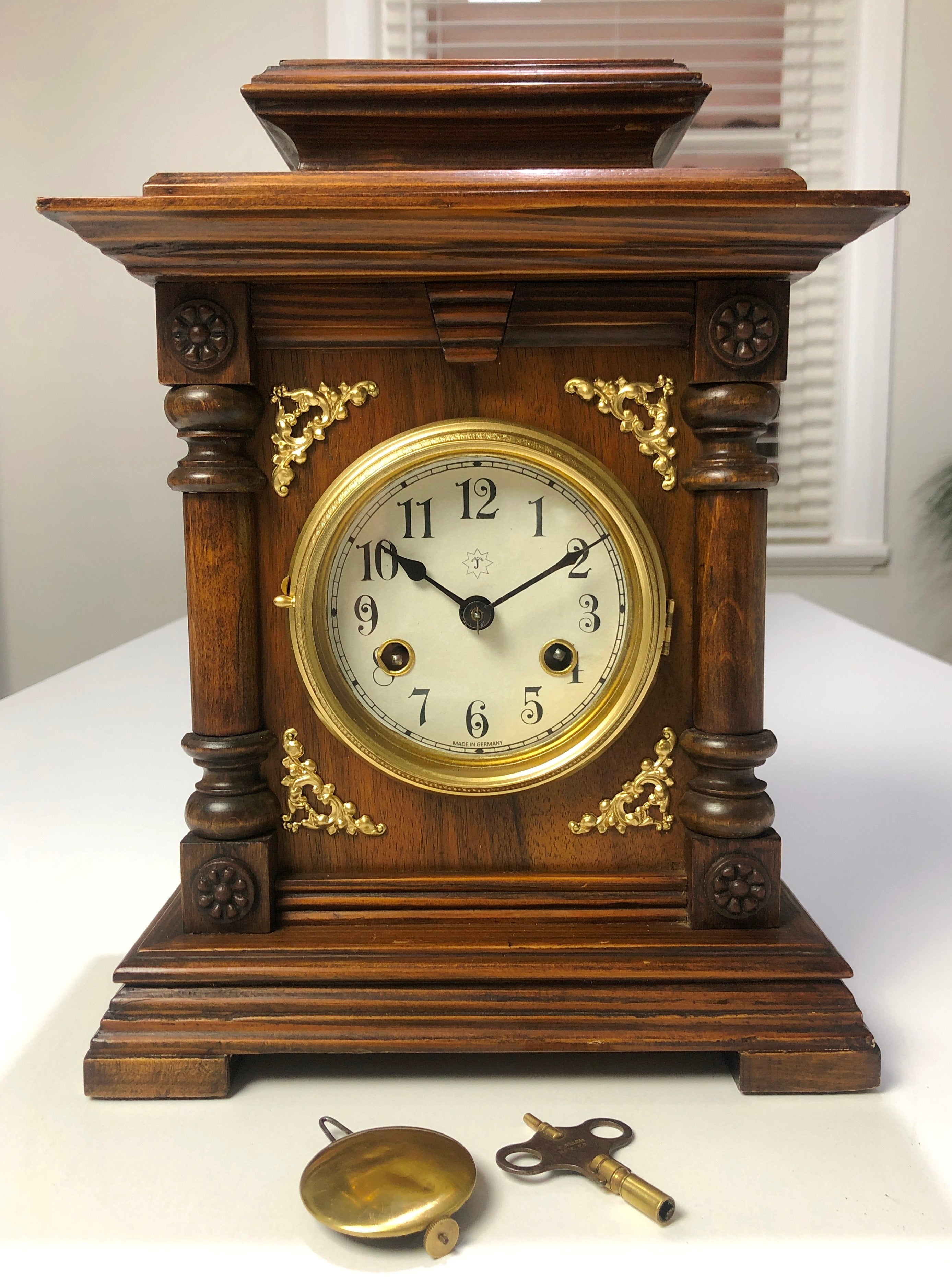 Antique JUNGHANS Hammer on Coil Chime Mantel Clock | eXibit collection