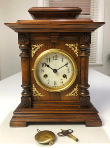 Antique JUNGHANS Hammer on Coil Chime Mantel Clock | eXibit collection