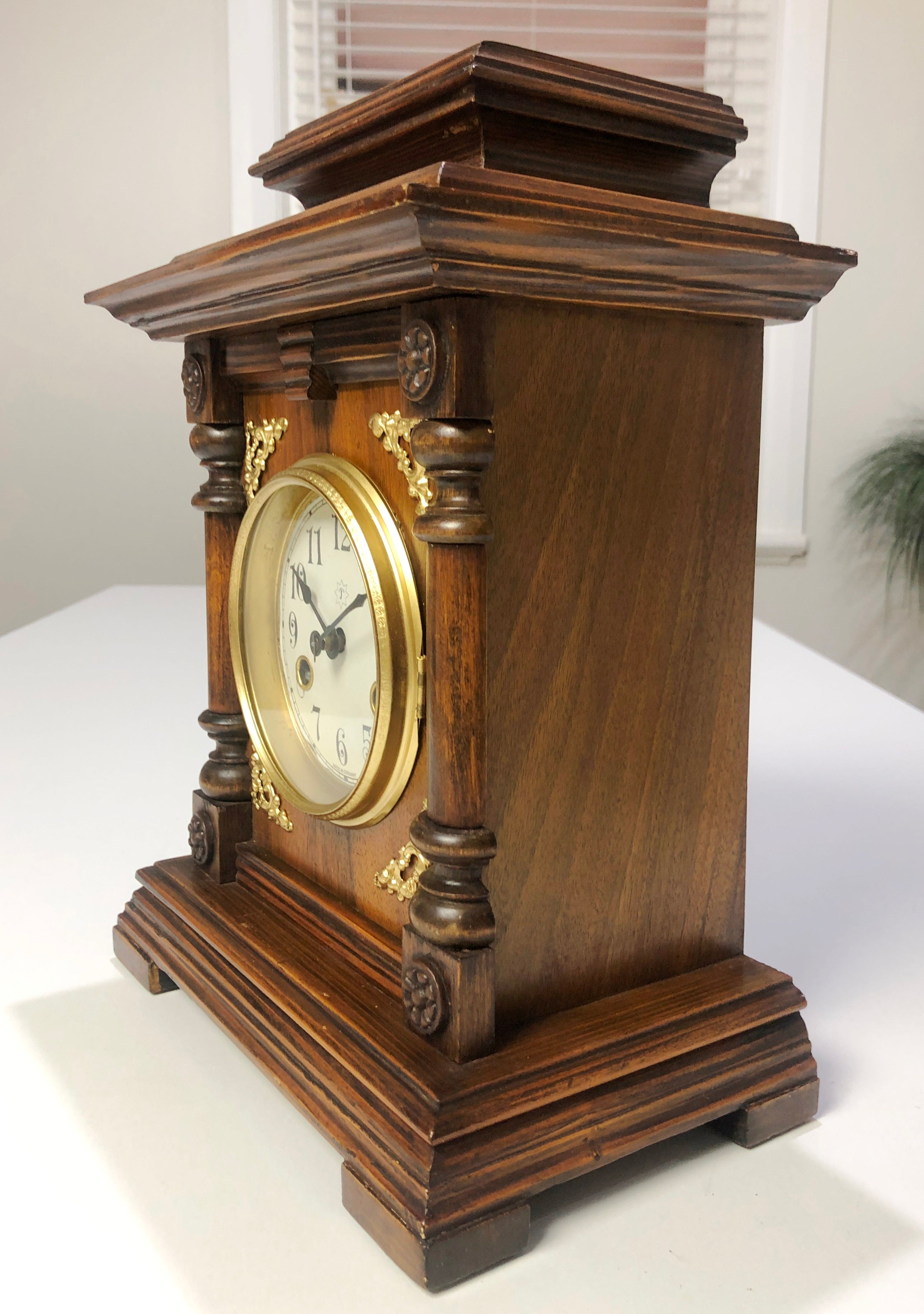 Antique JUNGHANS Hammer on Coil Chime Mantel Clock | eXibit collection