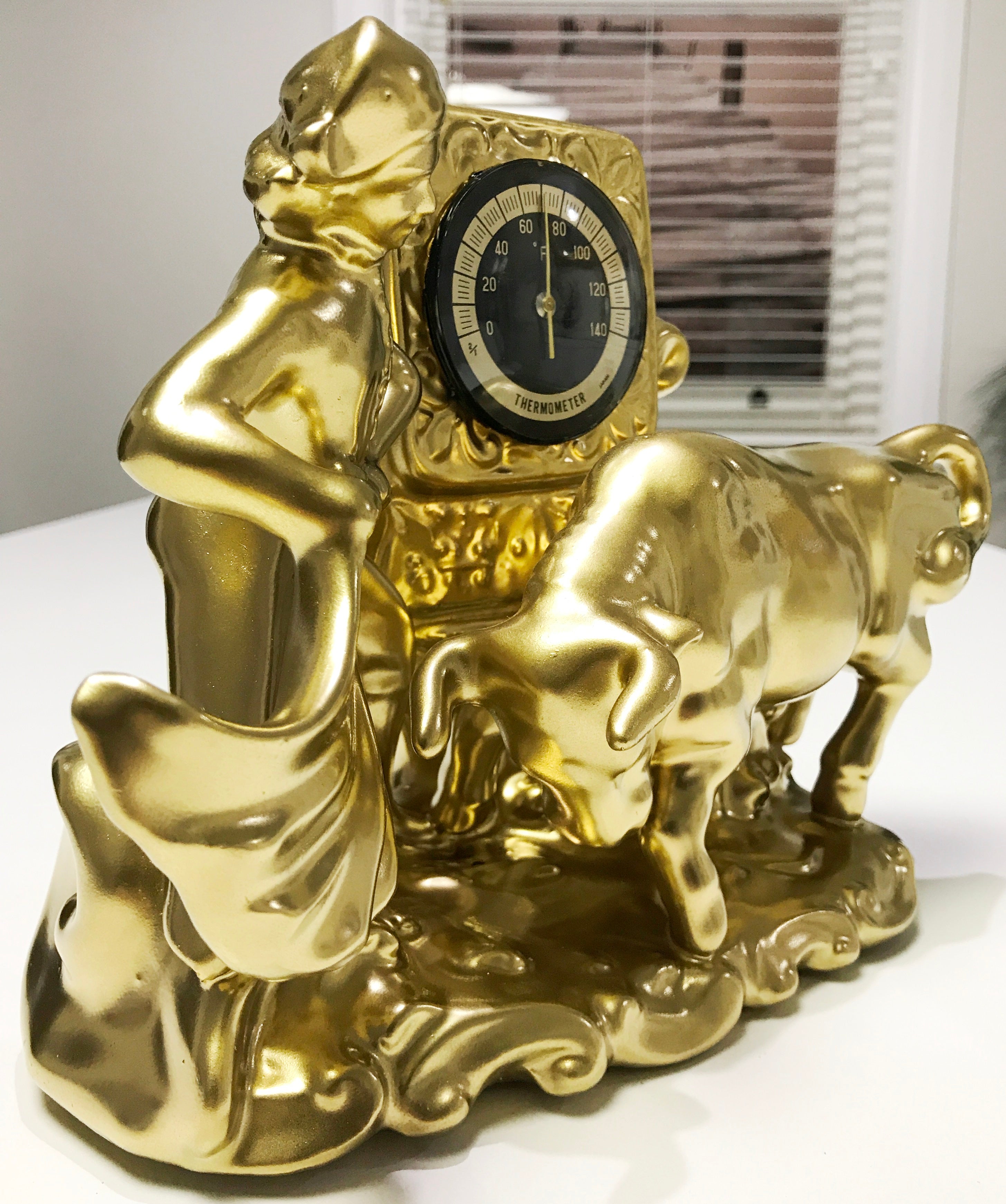 Vintage Mantel Ceramic Spanish Bull Thermometer | eXibit collection