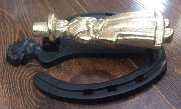 Vintage Cast Iron Horse Shoe and Gold Lady Door Knocker | eXibit collection