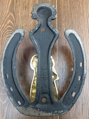Vintage Cast Iron Horse Shoe and Gold Lady Door Knocker | eXibit collection