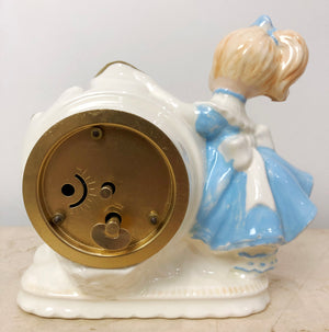 Original Vintage Porcelain Girl with Cat German Mantel Clock | eXibit collection