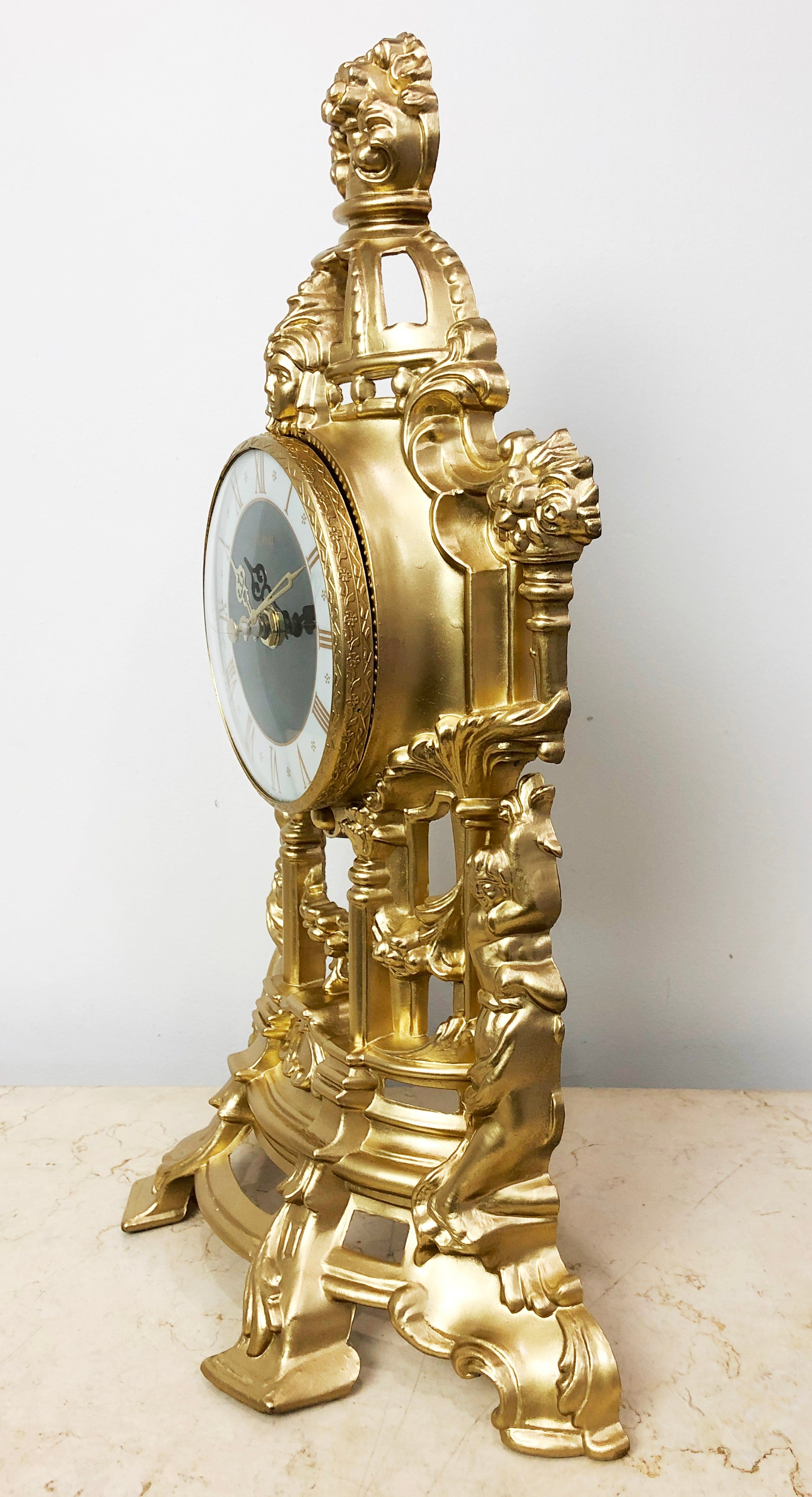 Vintage Ornate GADA Fortuna Battery Mantel Clock | eXibit collection