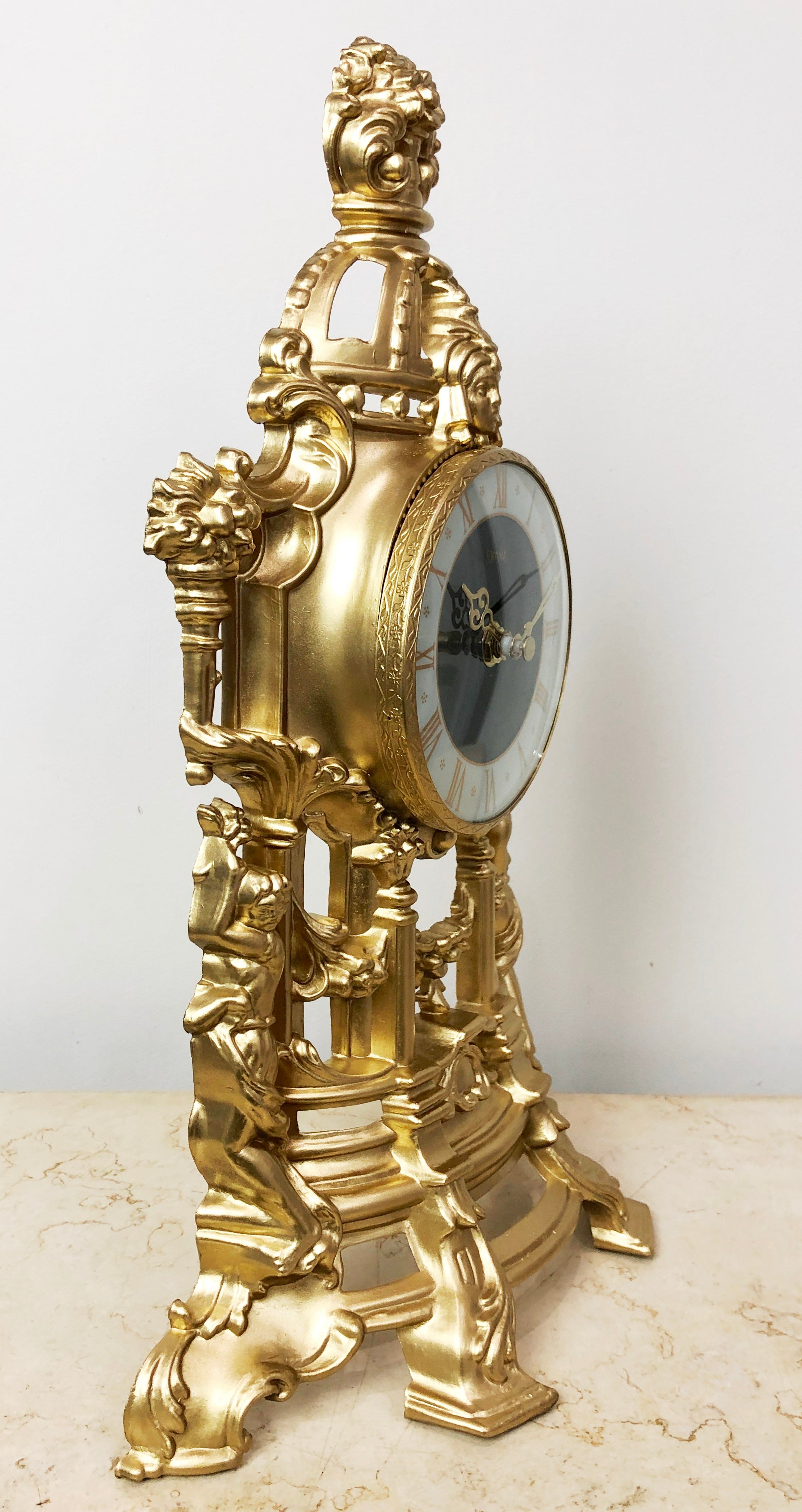 Vintage Ornate GADA Fortuna Battery Mantel Clock | eXibit collection