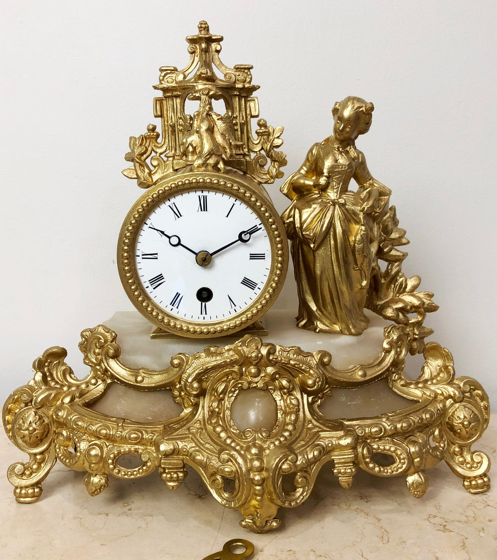 Antique Original Ormolu Spelter French Pendulum Clock | eXibit collection