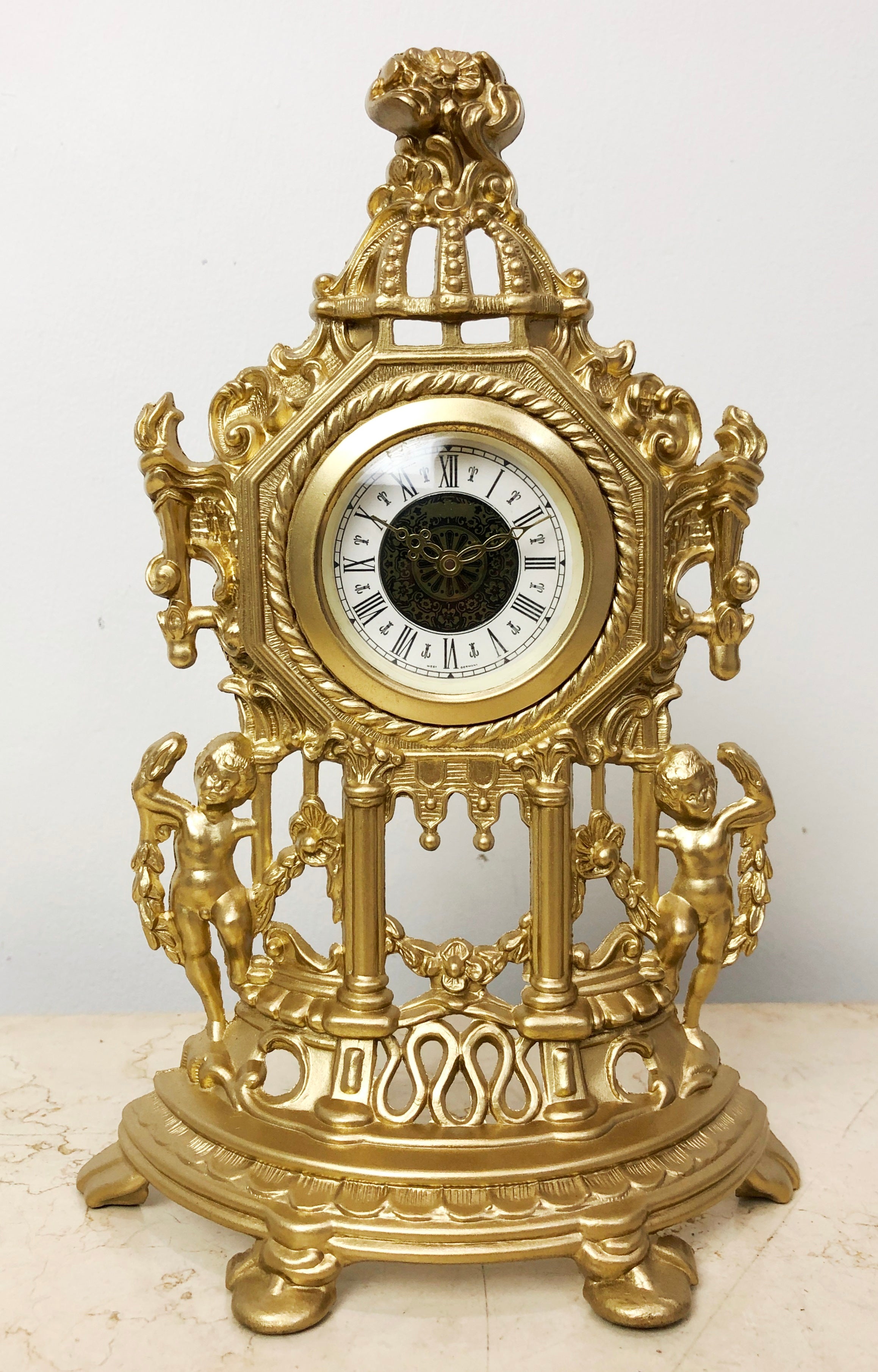 Vintage Original Brass GERMAN Wind-up GADA Mantel Clock | eXibit collection