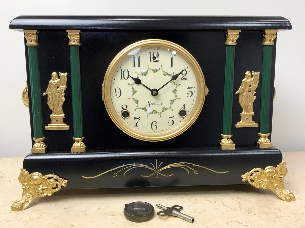 Antique Sessions Hammer on Coil Chime Mantel Clock | Adelaide Clocks