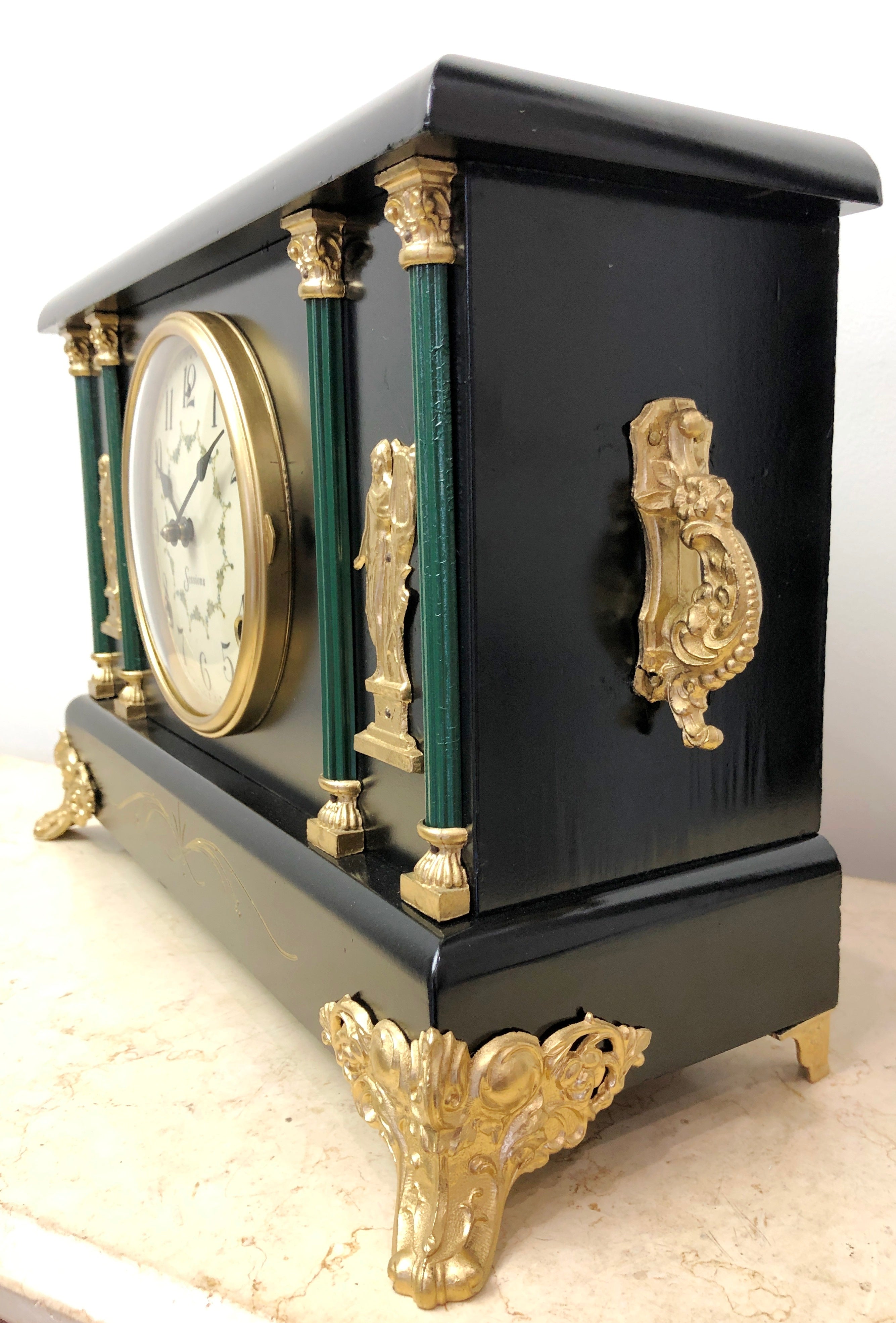 Antique Sessions Hammer on Coil Chime Mantel Clock | eXibit collection