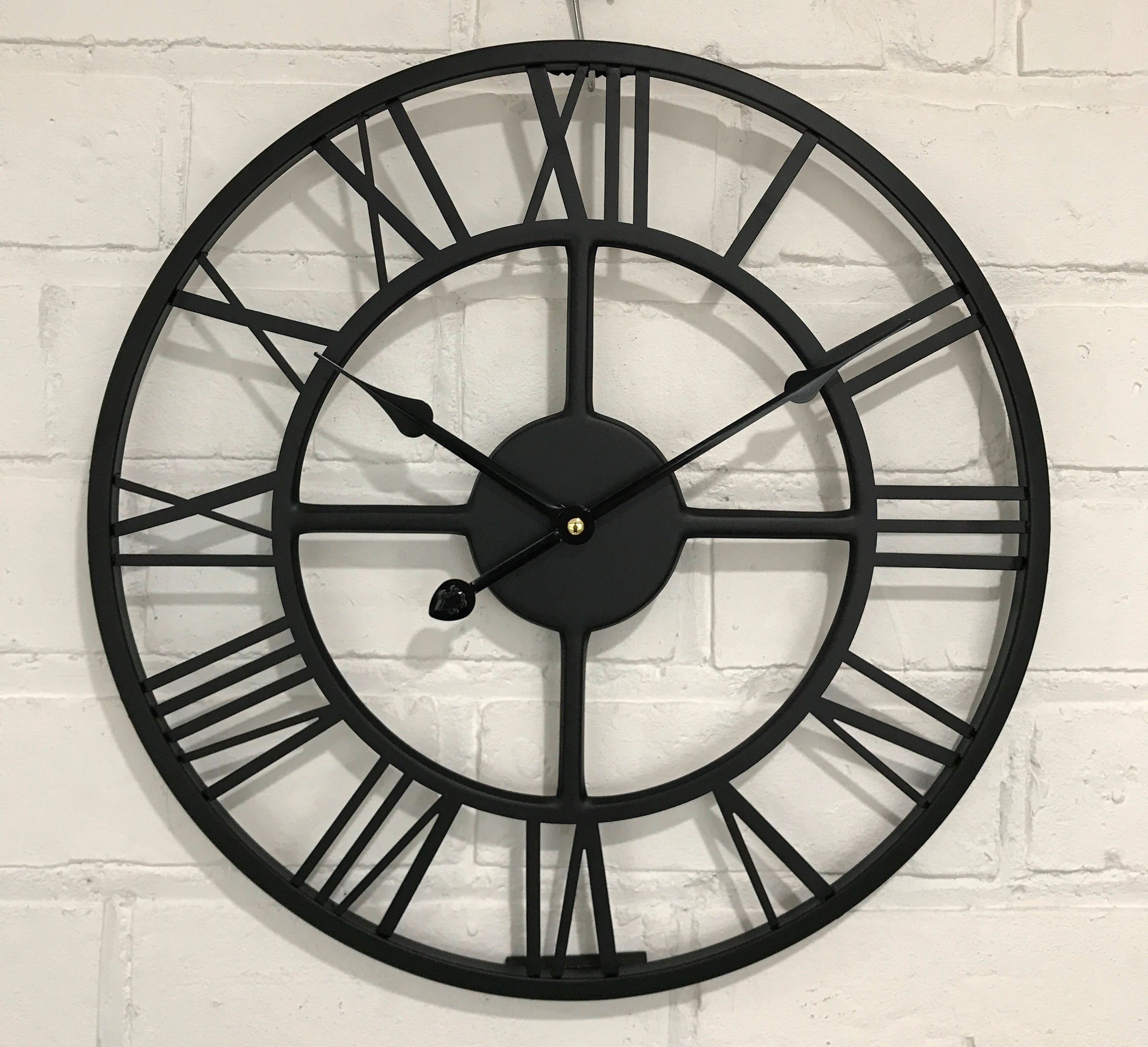 Vintage ROUND Skeleton Metal Battery Wall Clock  | eXibit collection