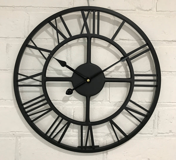 Vintage ROUND Skeleton Metal Battery Wall Clock  | eXibit collection