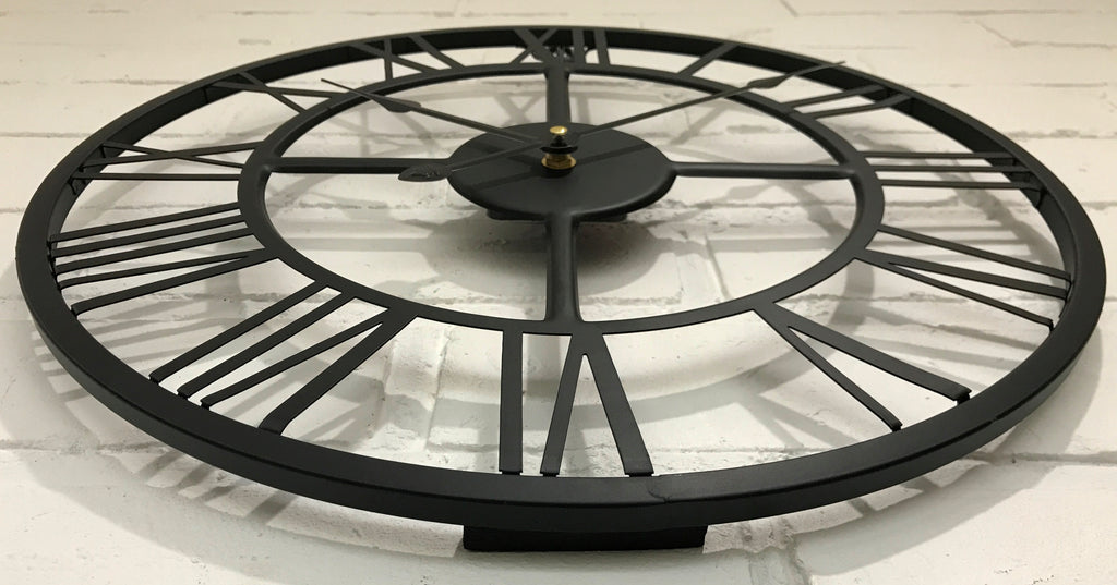 Vintage ROUND Skeleton Metal Battery Wall Clock  | eXibit collection