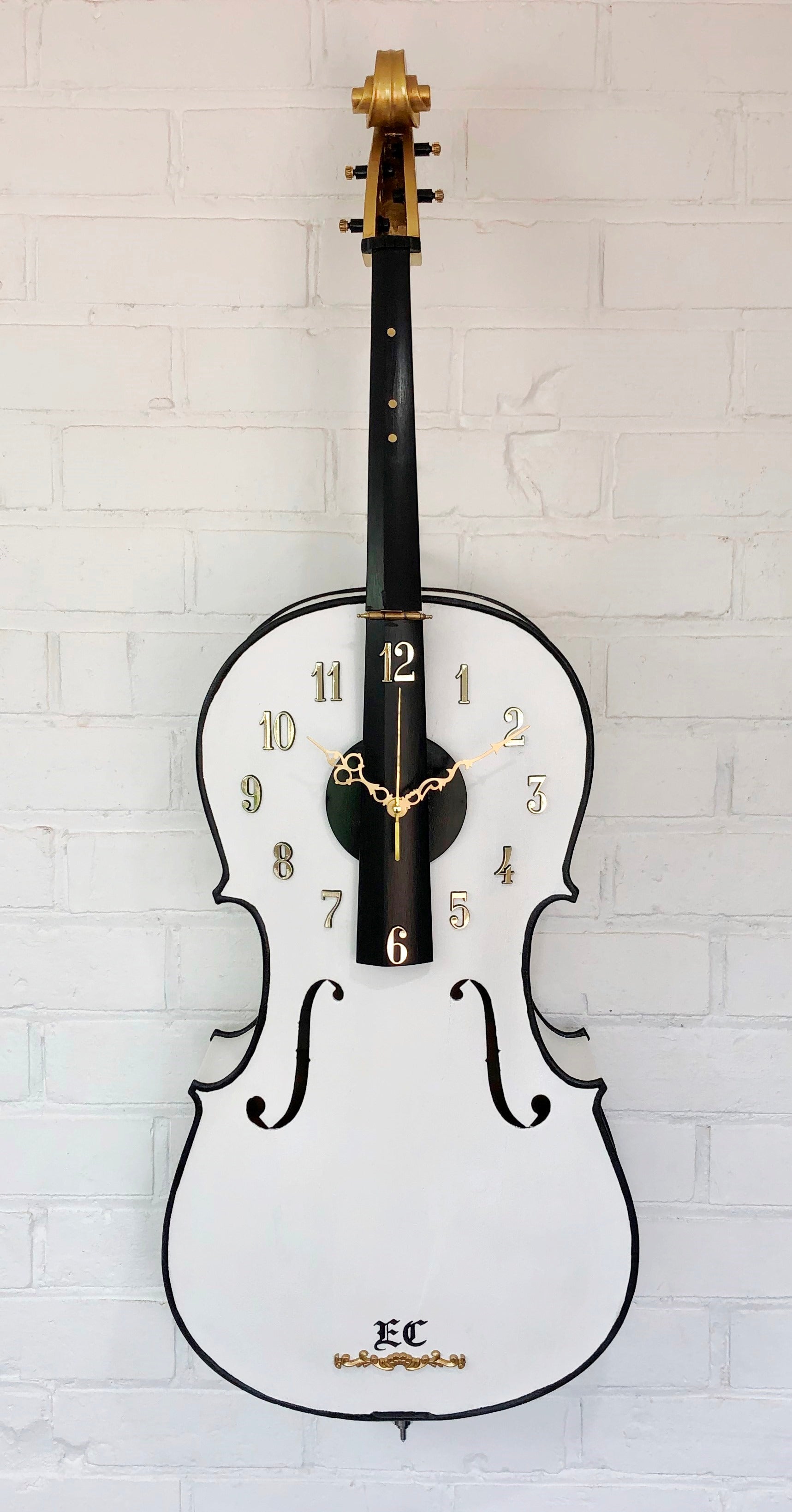 Original 4x String Wooden CELLO Wall Clock | eXibit collection