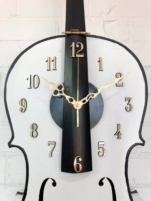 Original 4x String Wooden CELLO Wall Clock | eXibit collection