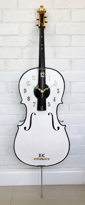 Original 4x String Wooden CELLO Wall Clock | eXibit collection