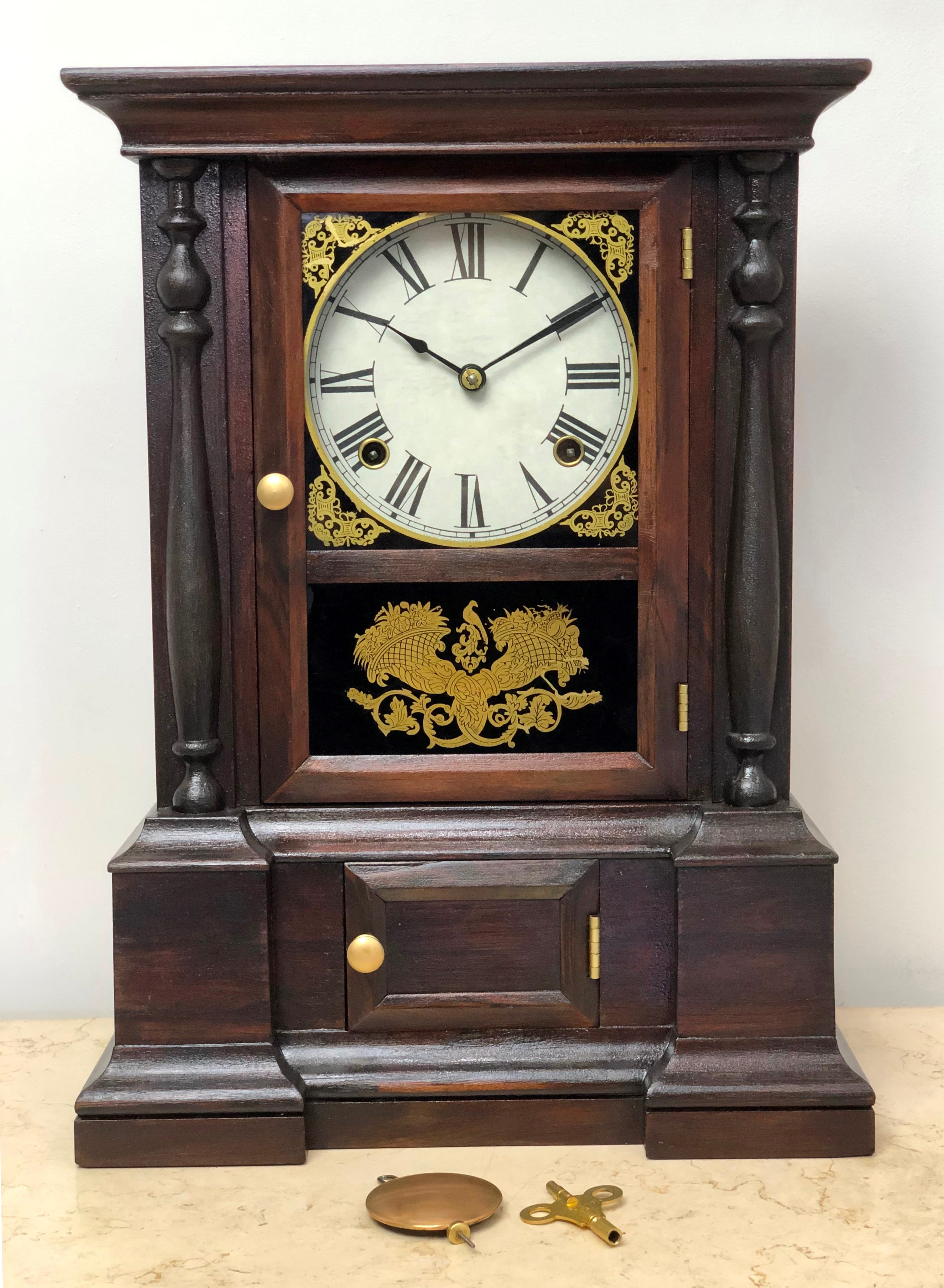 Antique Atkins Hammer on Coil Chime Mantel Clock | eXibit collection