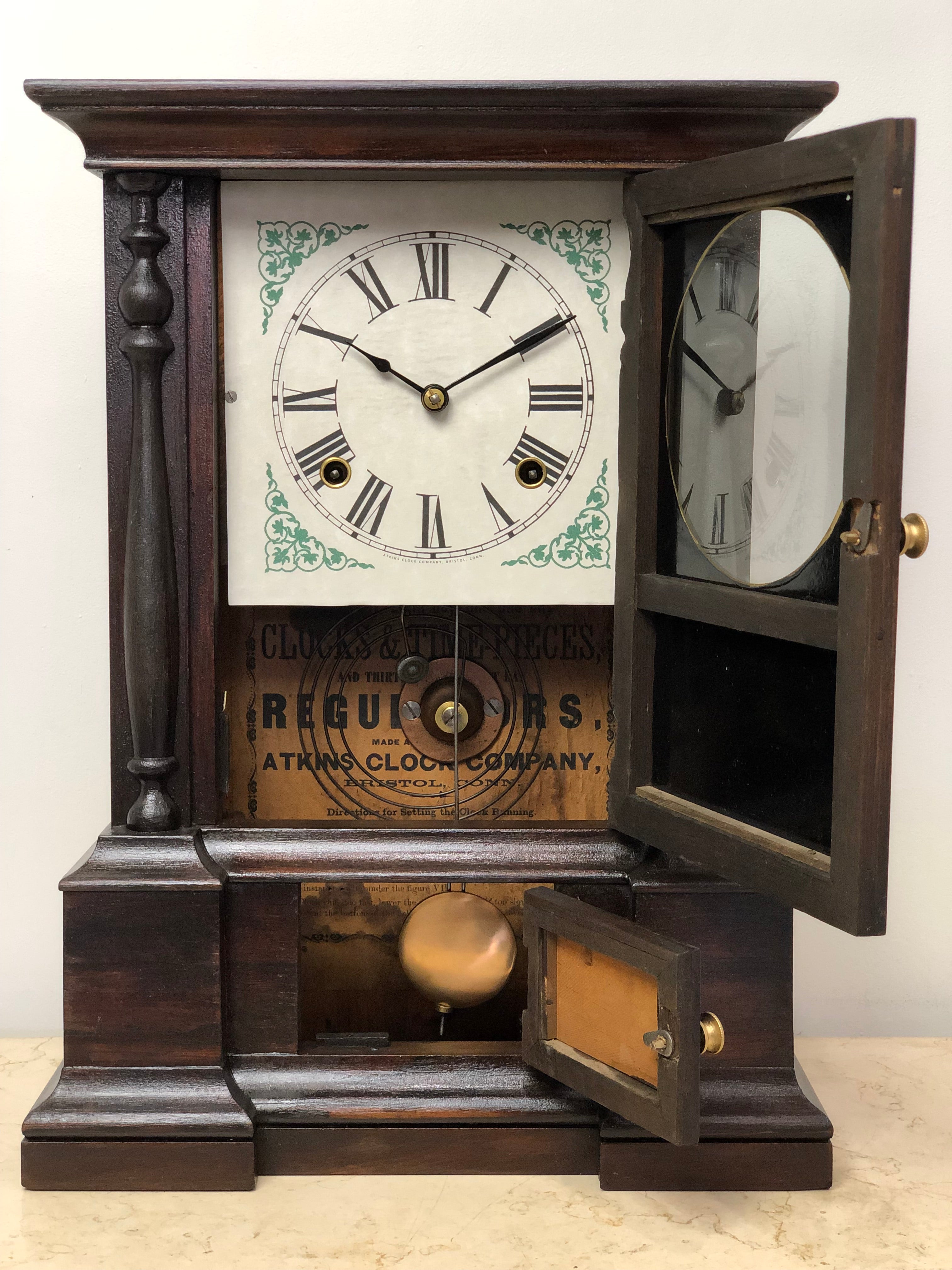 Antique Atkins Hammer on Coil Chime Mantel Clock | eXibit collection