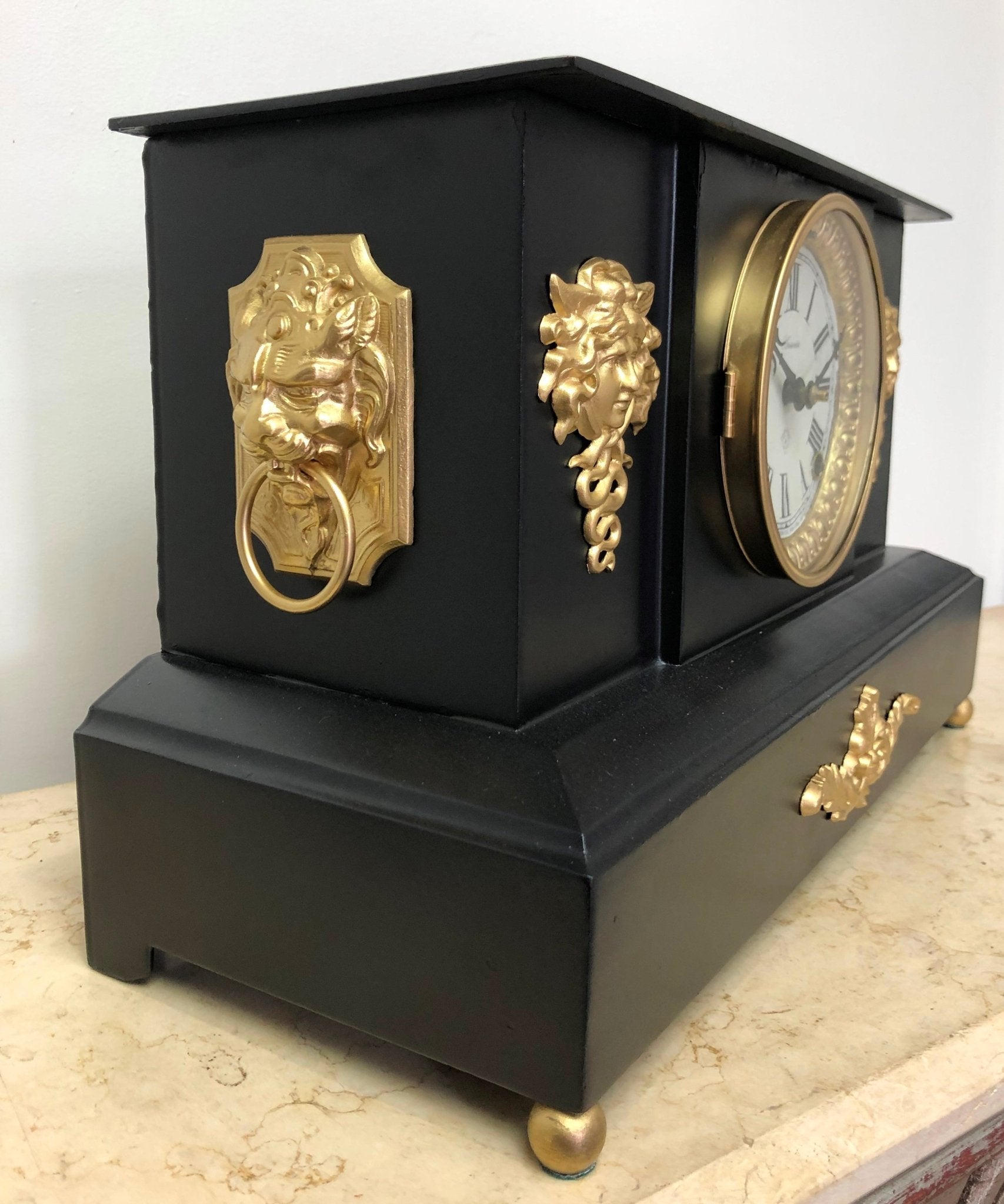 Antique Cast Iron Ansonia Hammer on Coil Chime Mantel Clock | Adelaide ...