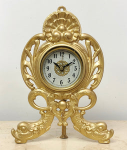 Antique Cast Iron Ornate Westclox Desk Mantel Clock | eXibit collection