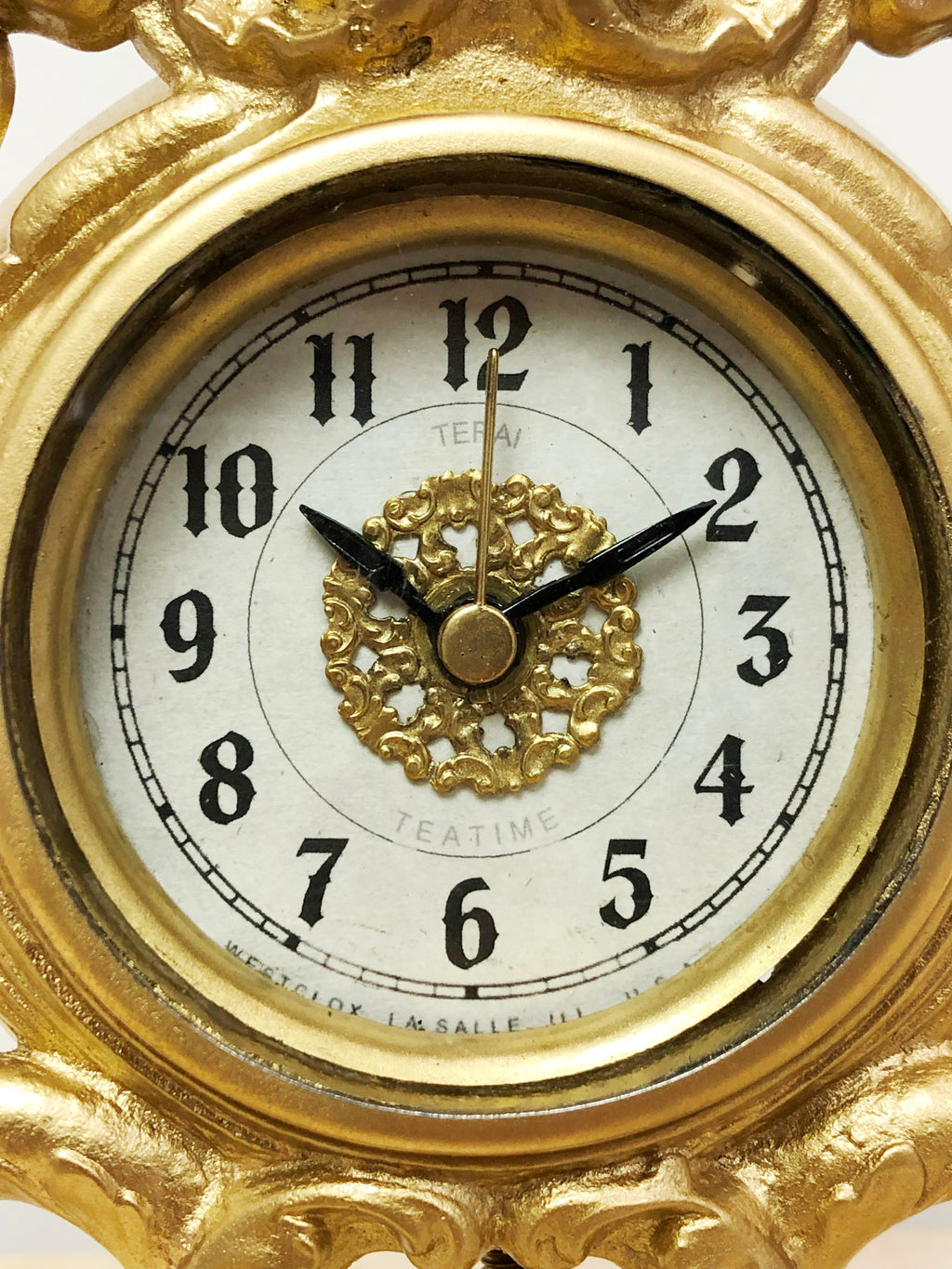 Antique Cast Iron Ornate Westclox Desk Mantel Clock | Adelaide Clocks