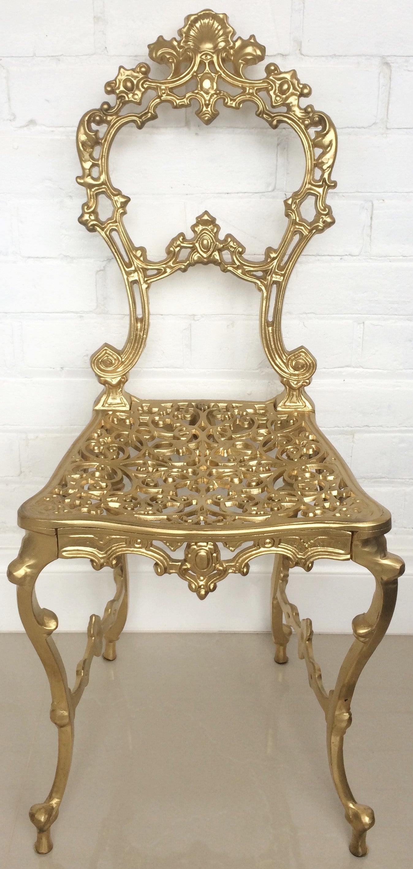 Vintage Cast Ornate Gold Boudoir Chair | eXibit collection