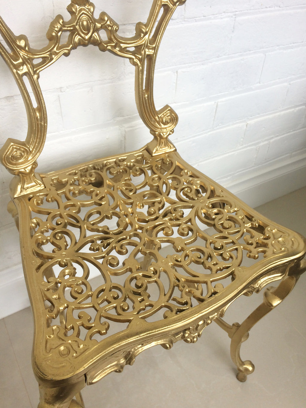 Vintage Cast Ornate Gold Boudoir Chair | eXibit collection
