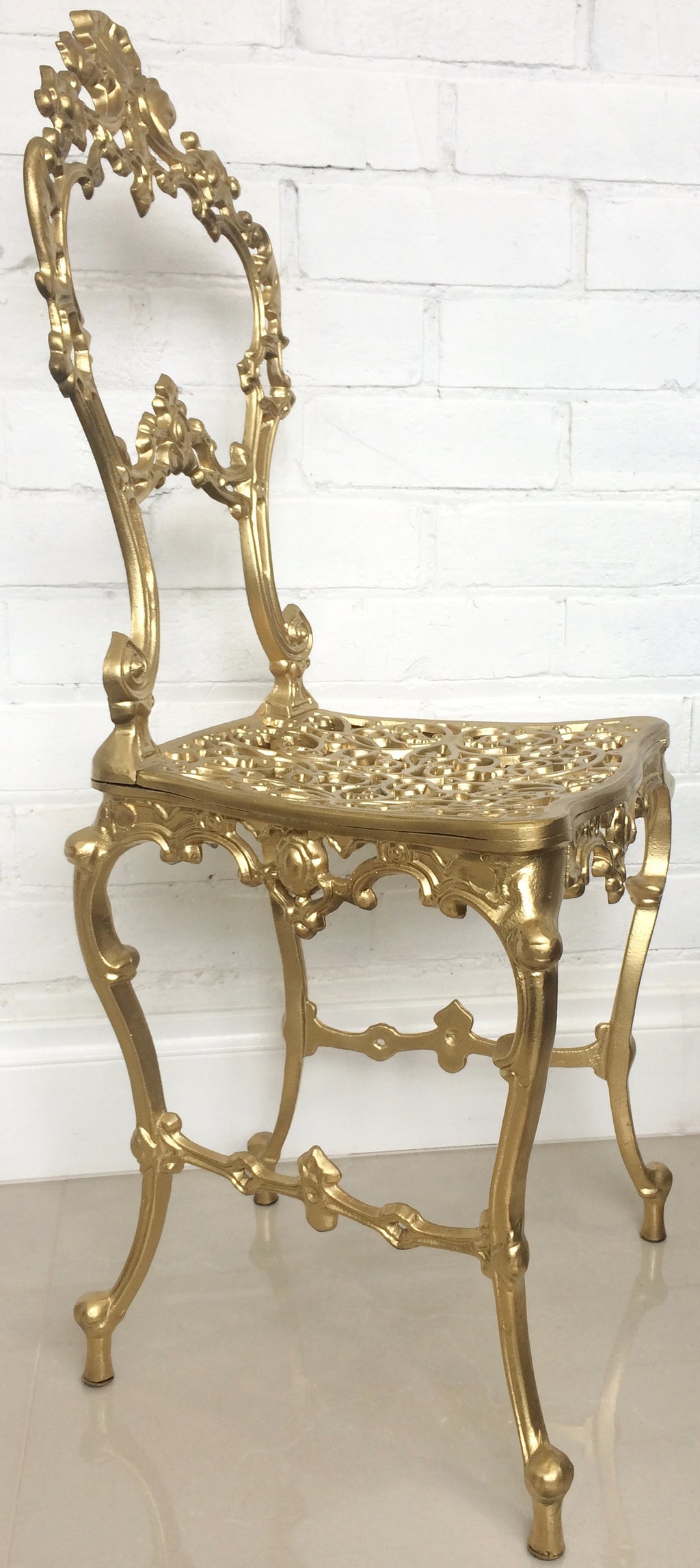 Vintage Cast Ornate Gold Boudoir Chair | eXibit collection