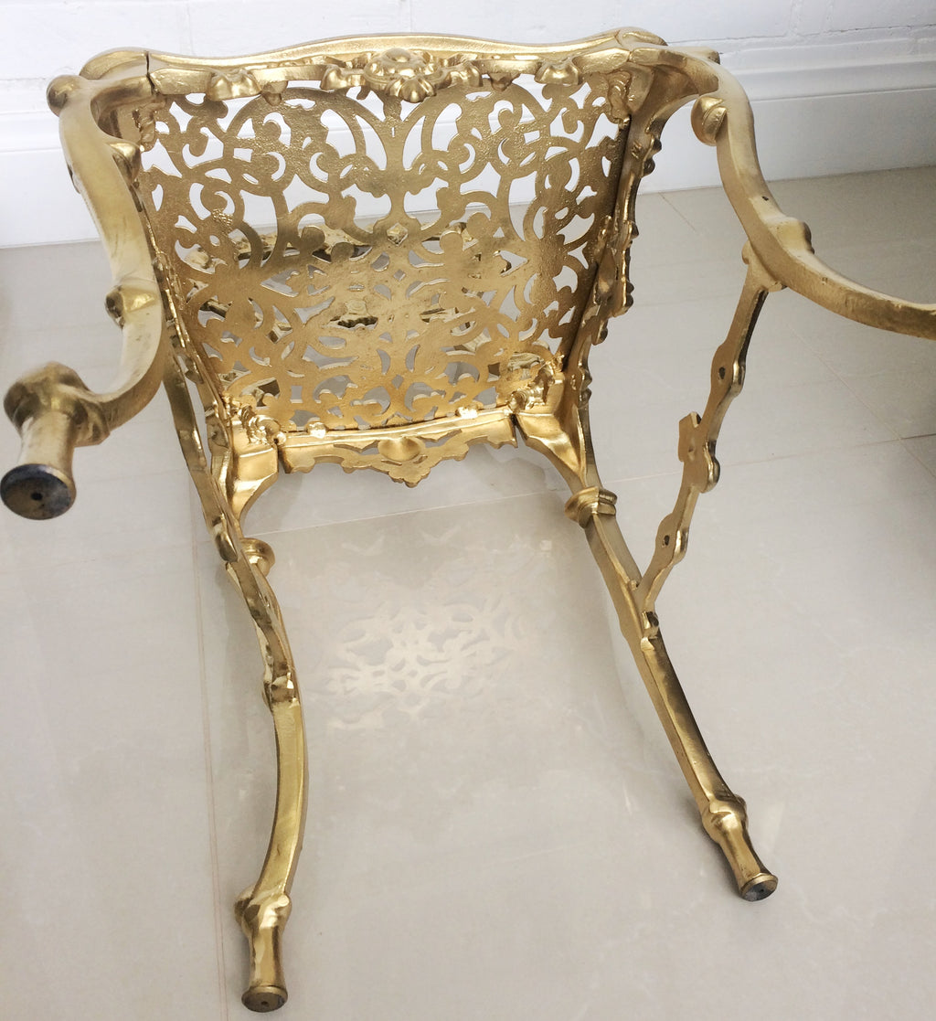 Vintage Cast Ornate Gold Boudoir Chair | eXibit collection