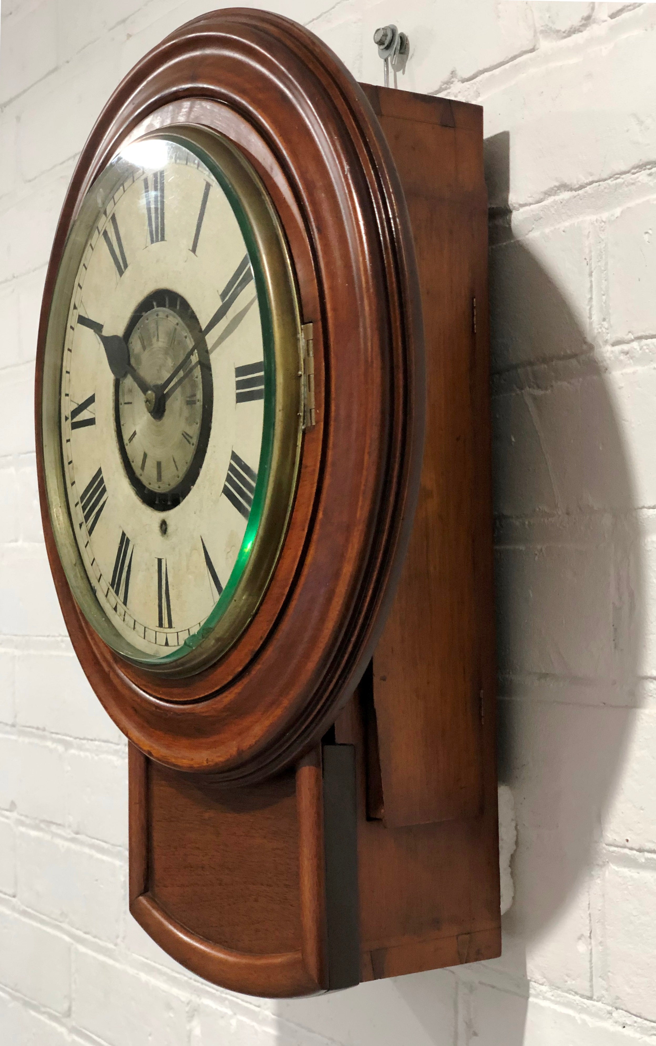 Antique Watchman's Pin Pendulum Fusee Wall Clock | eXibit collection