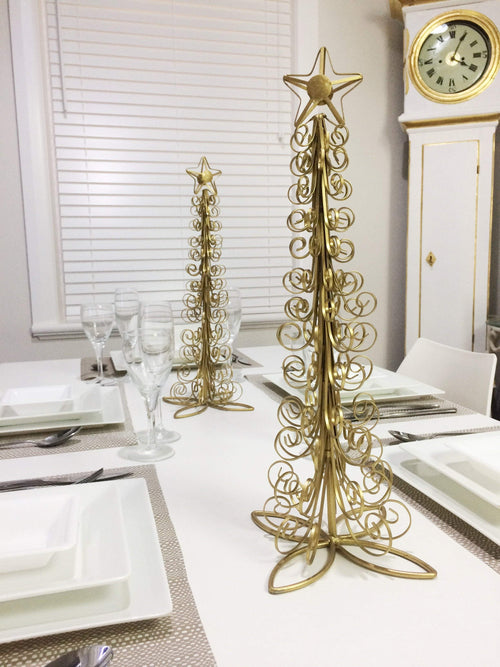 Gold Metal Christmas Tree Table Stand Decoration | eXibit collection