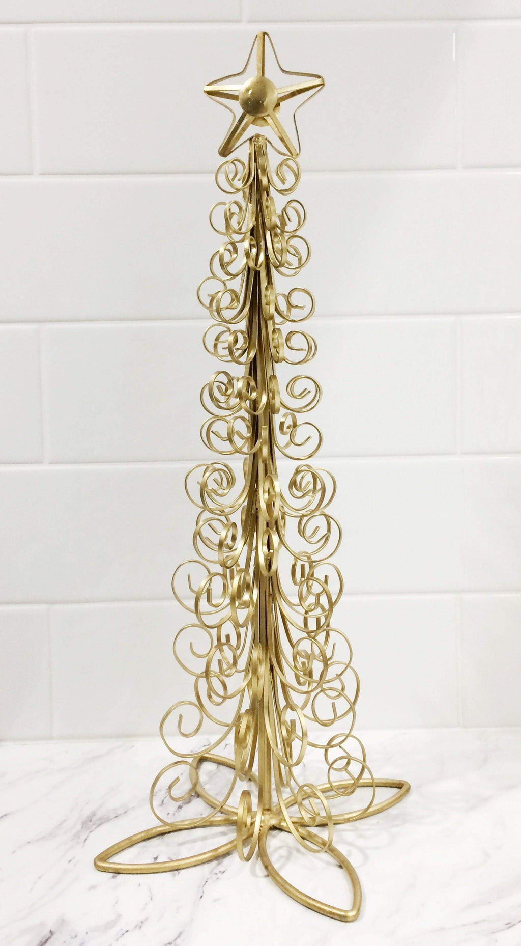 Gold Metal Christmas Tree Table Stand Decoration | Adelaide Clocks