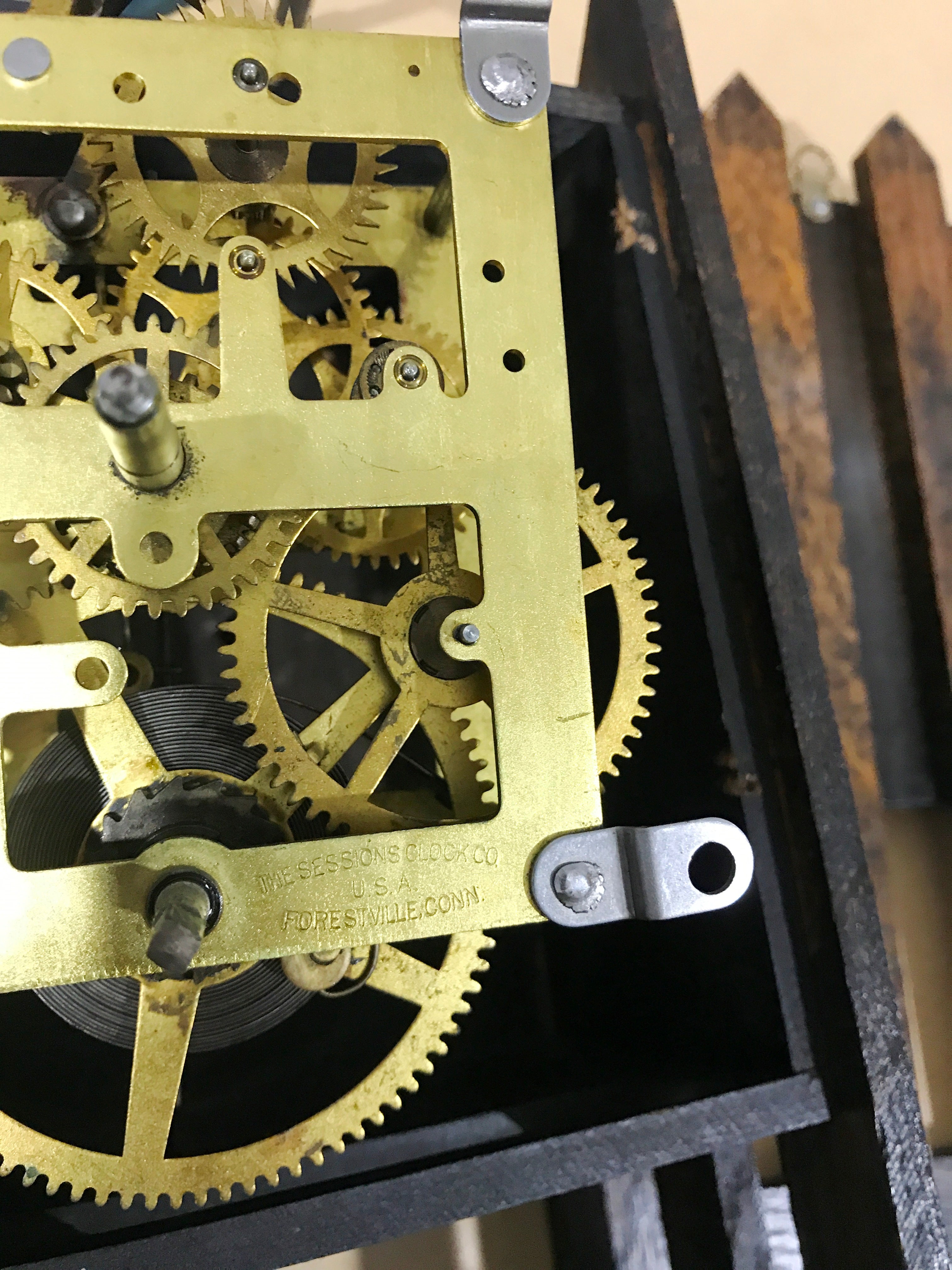 Antique SESSIONS Gothic Oak Wall Clock | eXibit collection