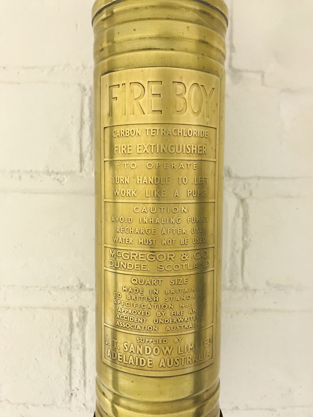 Vintage FIRE BOY Brass Fire Extinguisher | eXibit collection