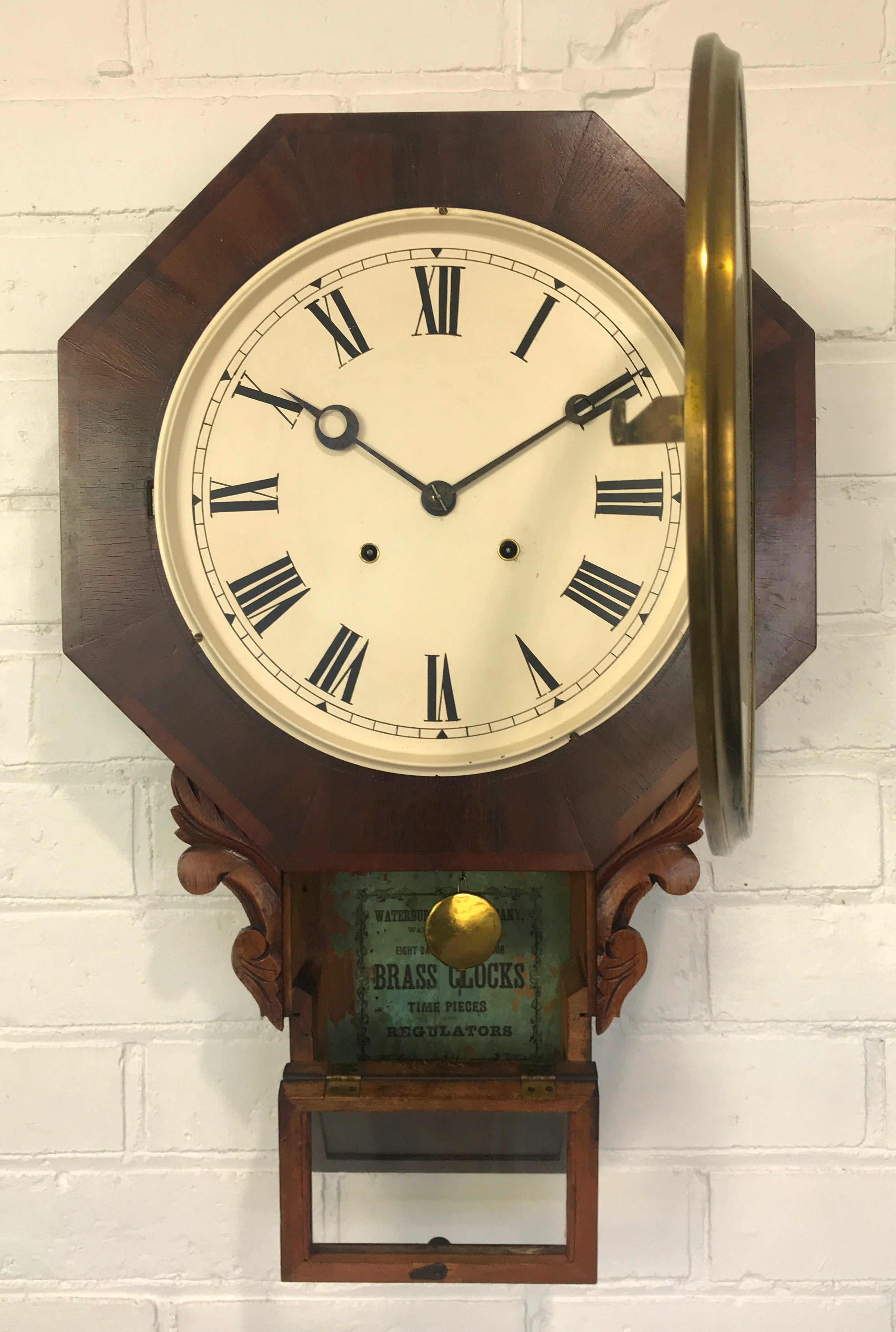 Antique Waterbury Hammer on Coil Chime Pendulum Wall Clock | eXibit collection