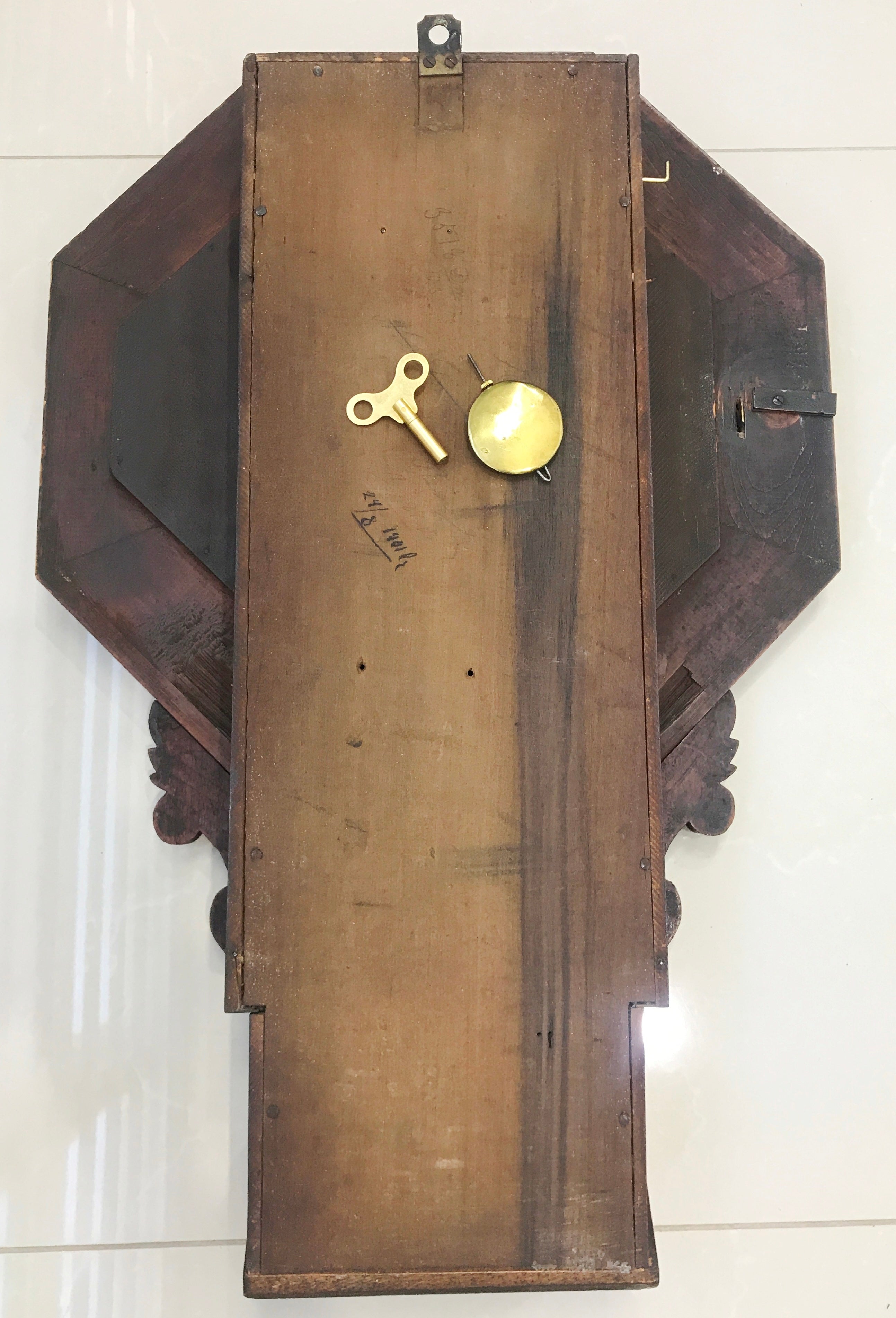 Antique Waterbury Hammer on Coil Chime Pendulum Wall Clock | eXibit collection