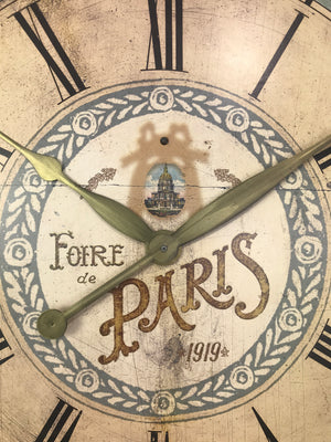 Large Metal Round Battery Paris Wall Clock | eXibit collection