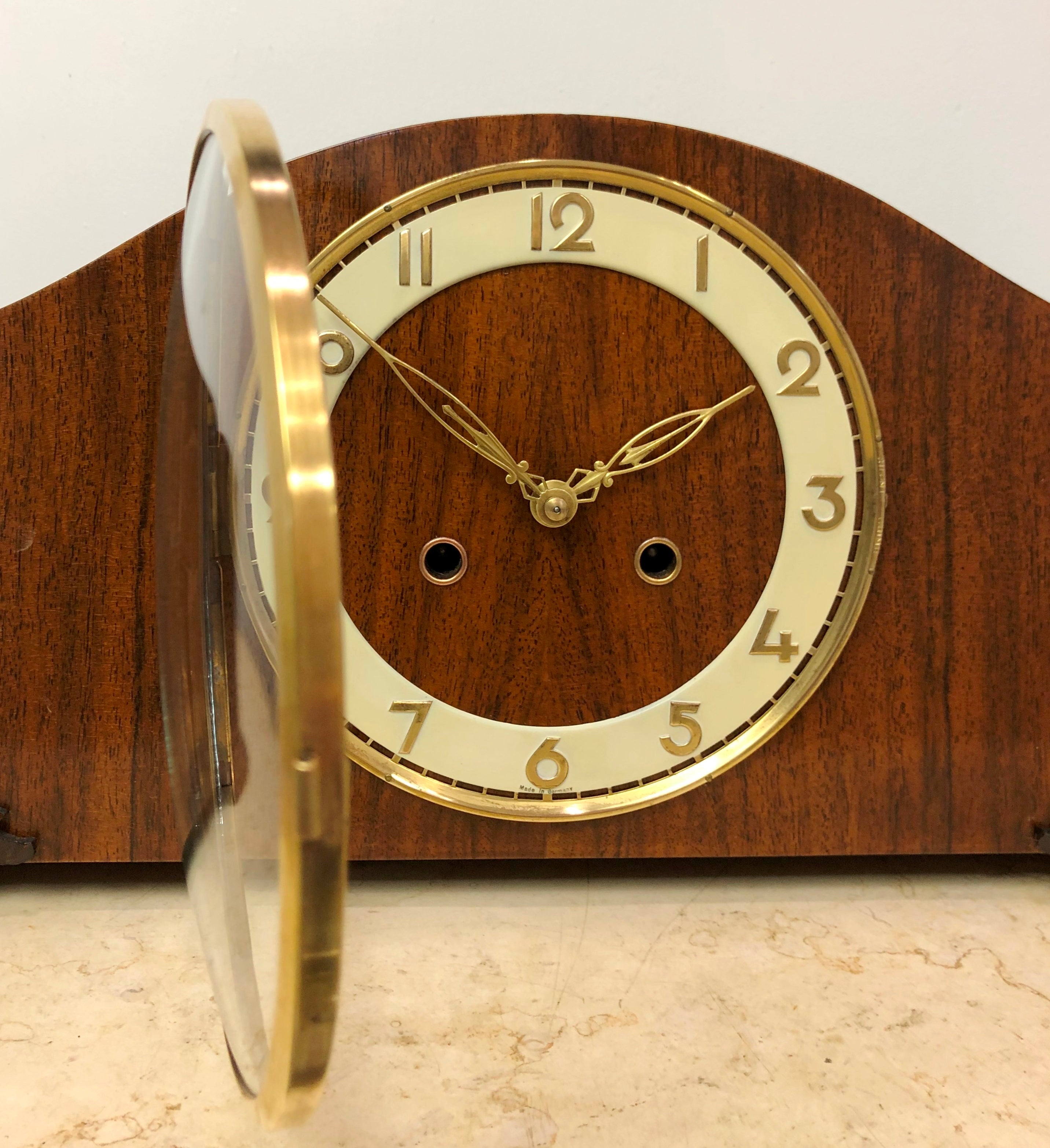 Vintage Wide Case Bim Bam Chime German Mantle Clock | eXibit collection