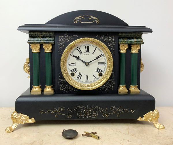 Antique Sessions USA Hammer on Coil Chime Mantel Clock | eXibit collection