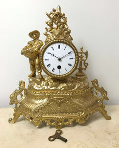 Antique Figural Spelter Brevete Mantel Clock | eXibit collection