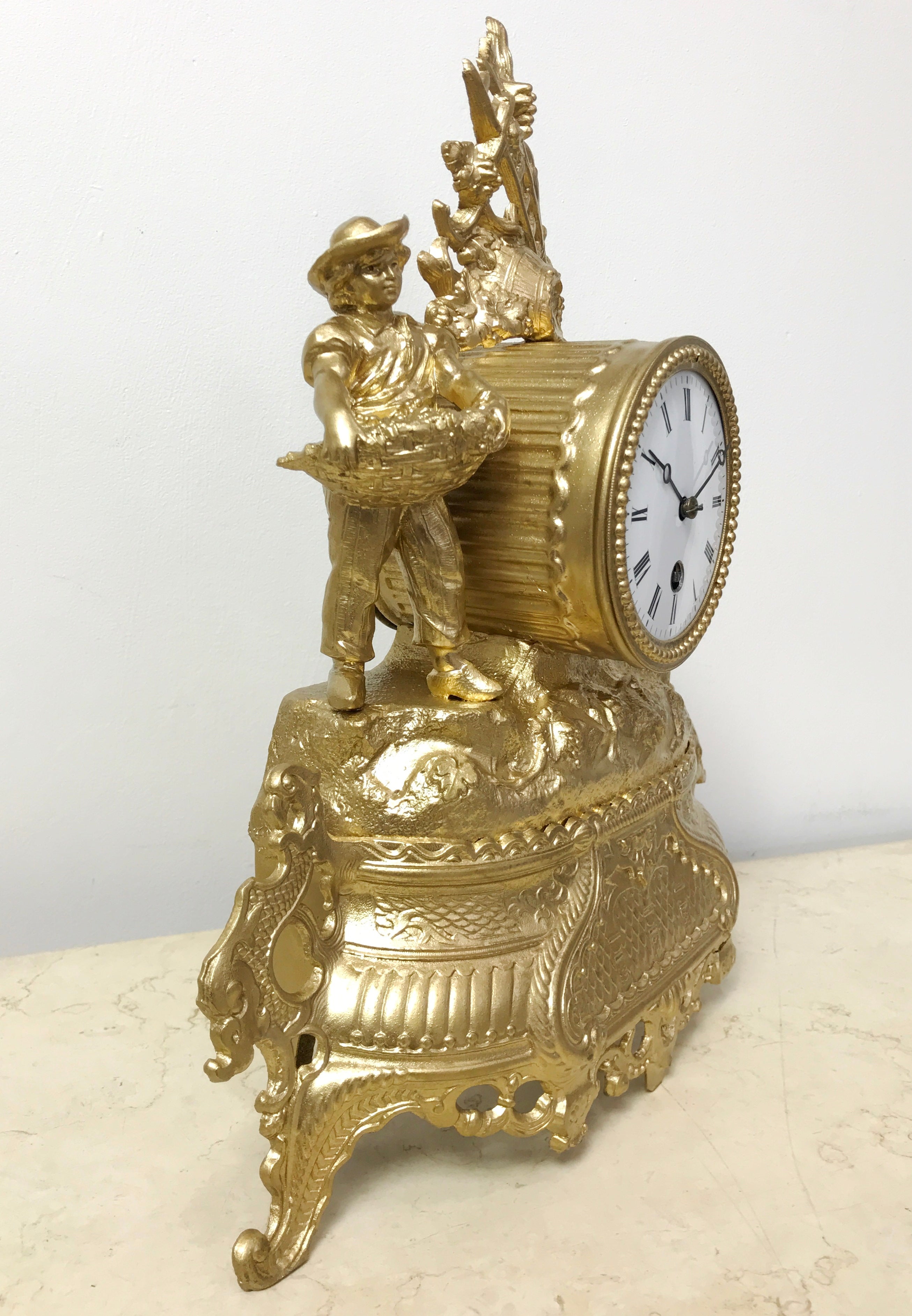 Antique Figural Spelter Brevete Mantel Clock | eXibit collection