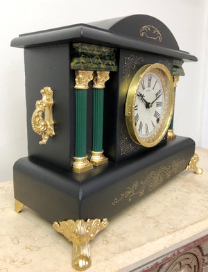 Antique Sessions USA Hammer on Coil Chime Mantel Clock | eXibit collection