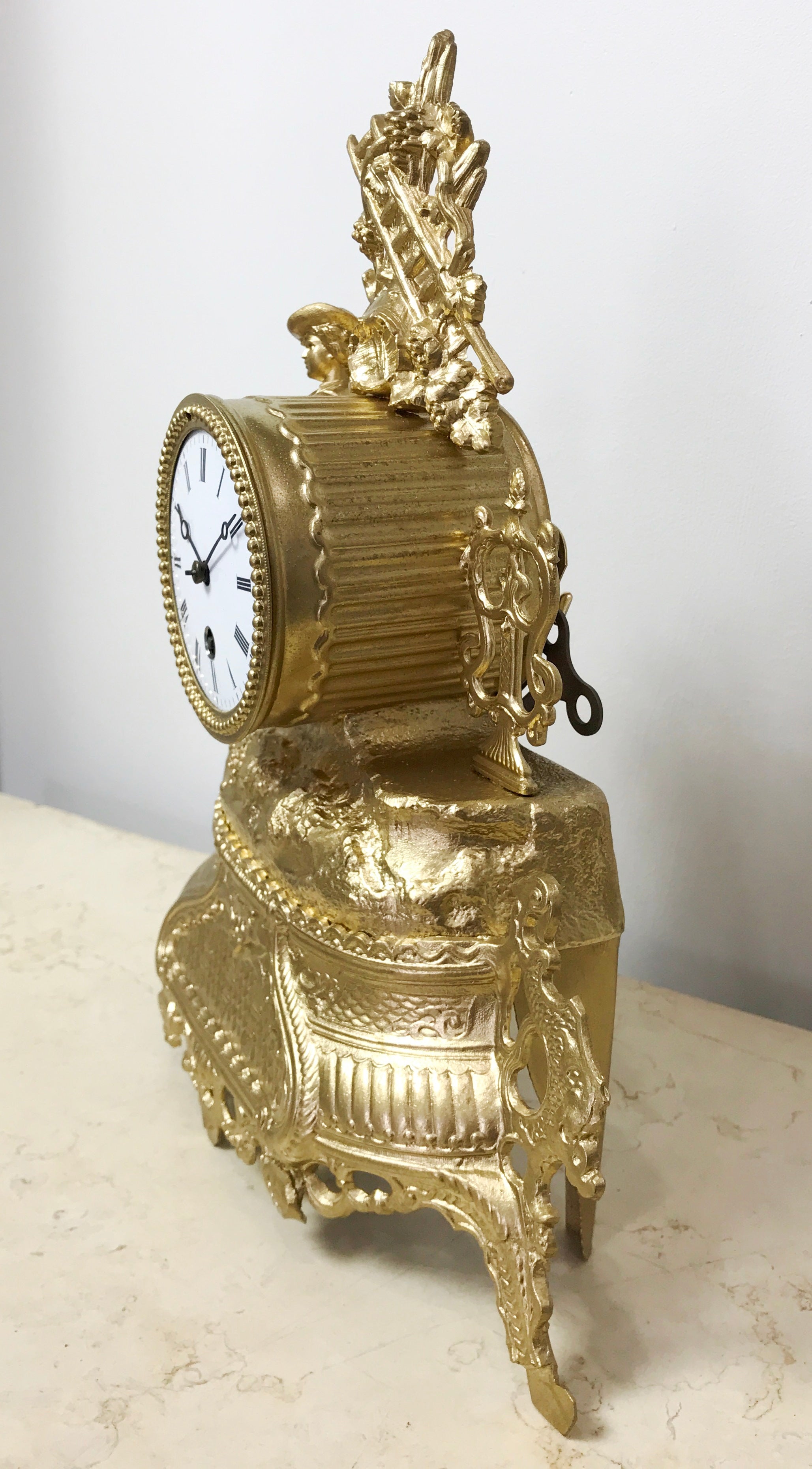 Antique Figural Spelter Brevete Mantel Clock | eXibit collection