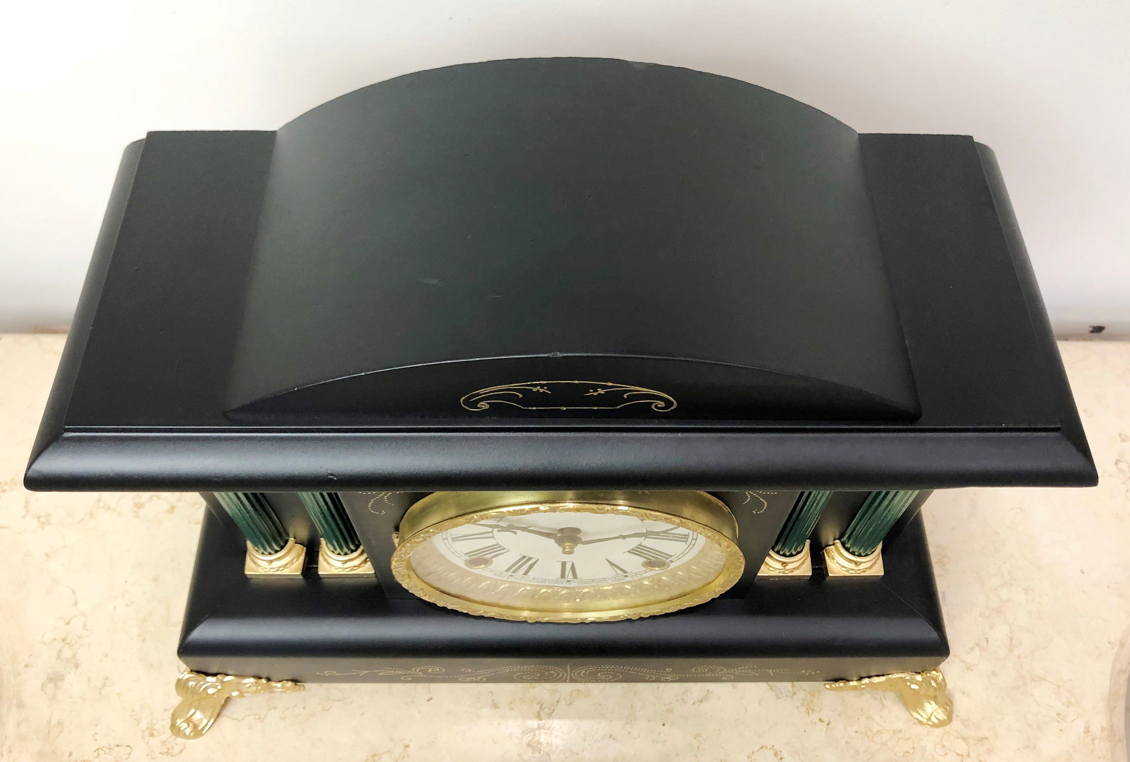 Antique Sessions USA Hammer on Coil Chime Mantel Clock | eXibit collection