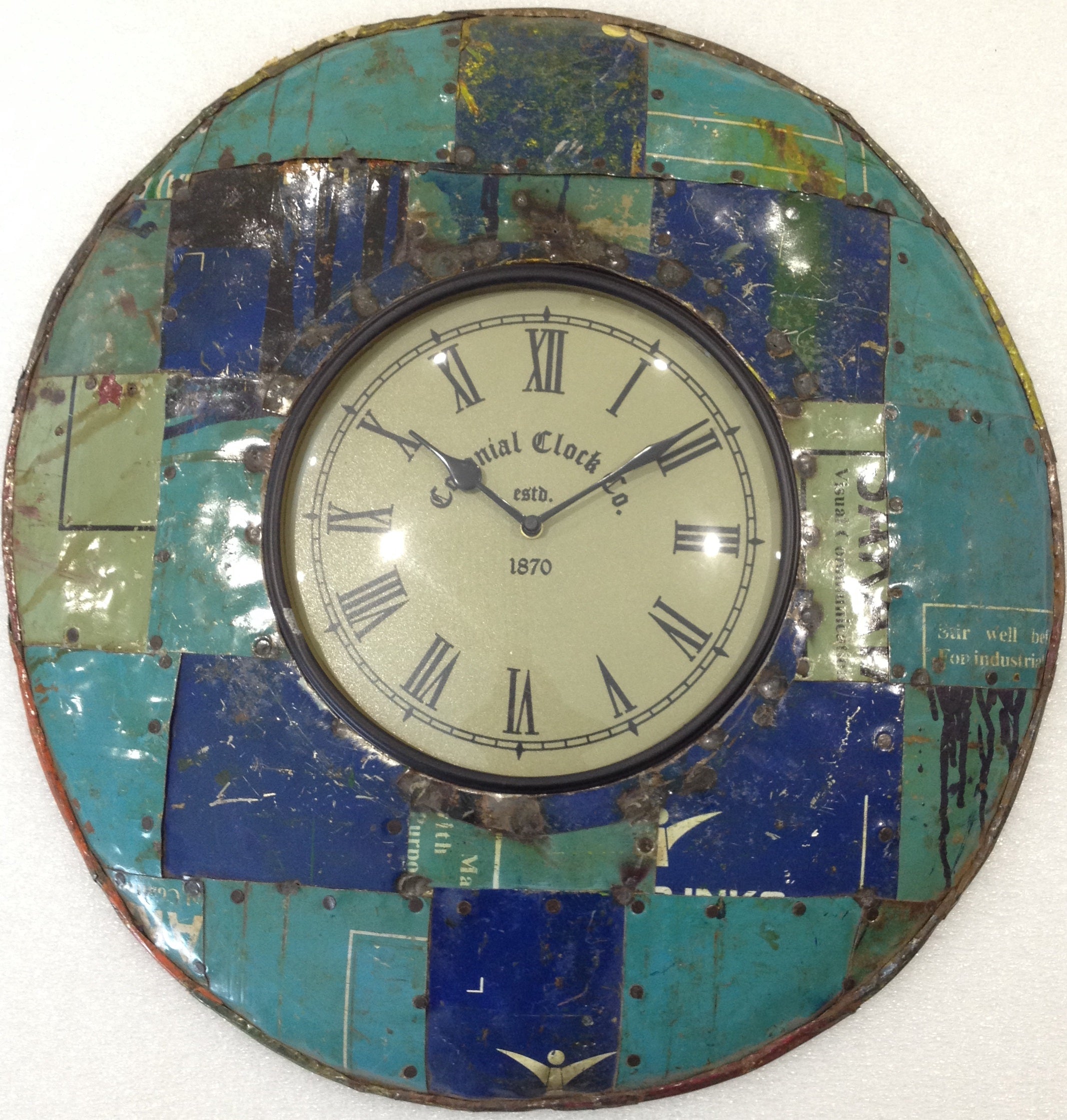 Vintage RUSTIC Industrial Round Metal Wall Clock | Adelaide Clocks