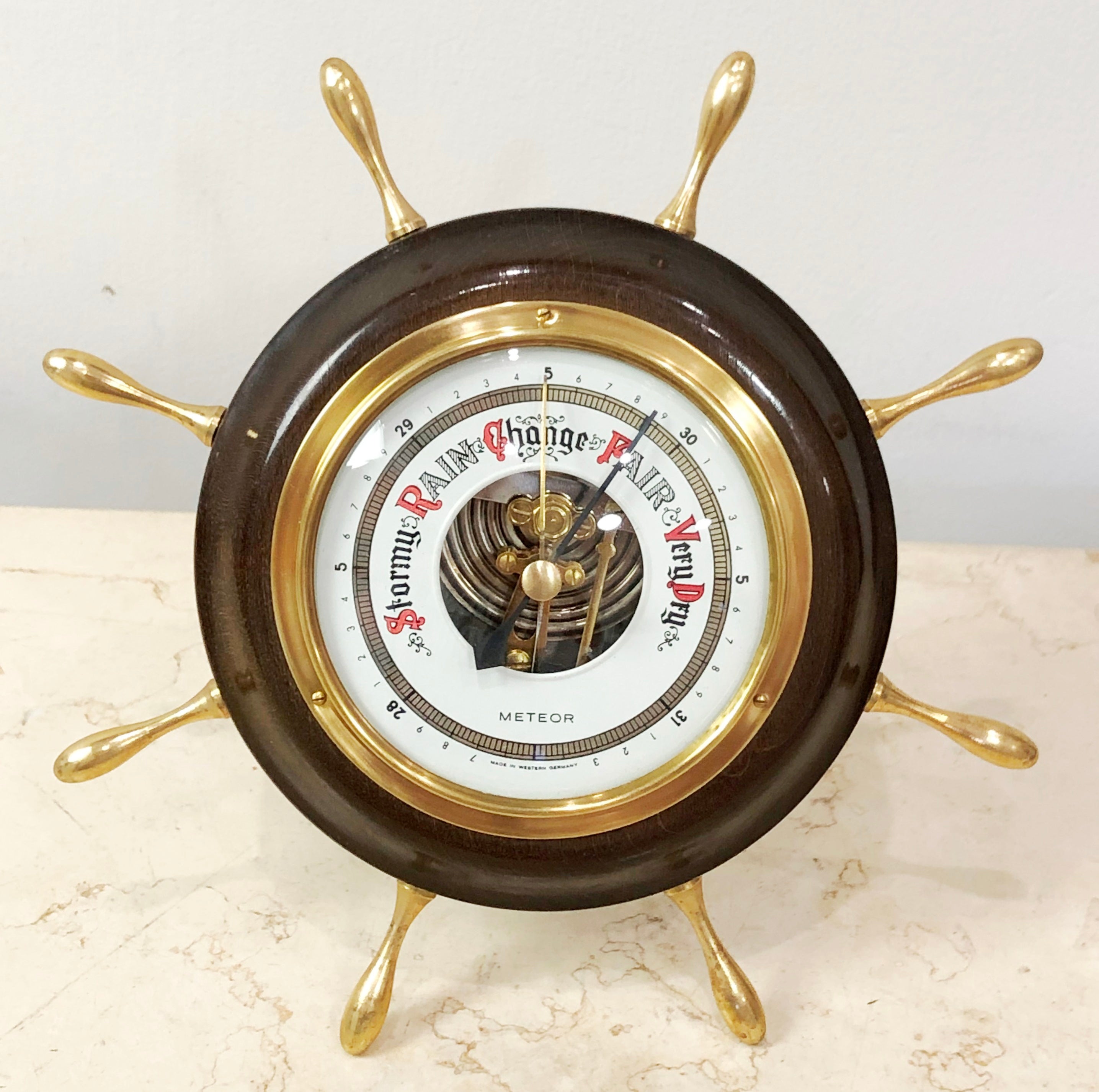 Vintage METEOR Ships Wheel Wall Barometer | eXibit collection